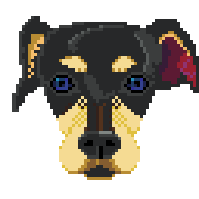 pixel art portrait of dog